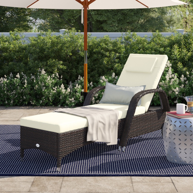 Porcaro Outdoor Wicker Chaise Lounge