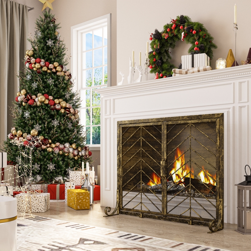 Heavy-Duty Wrought Iron Fireplace Screen