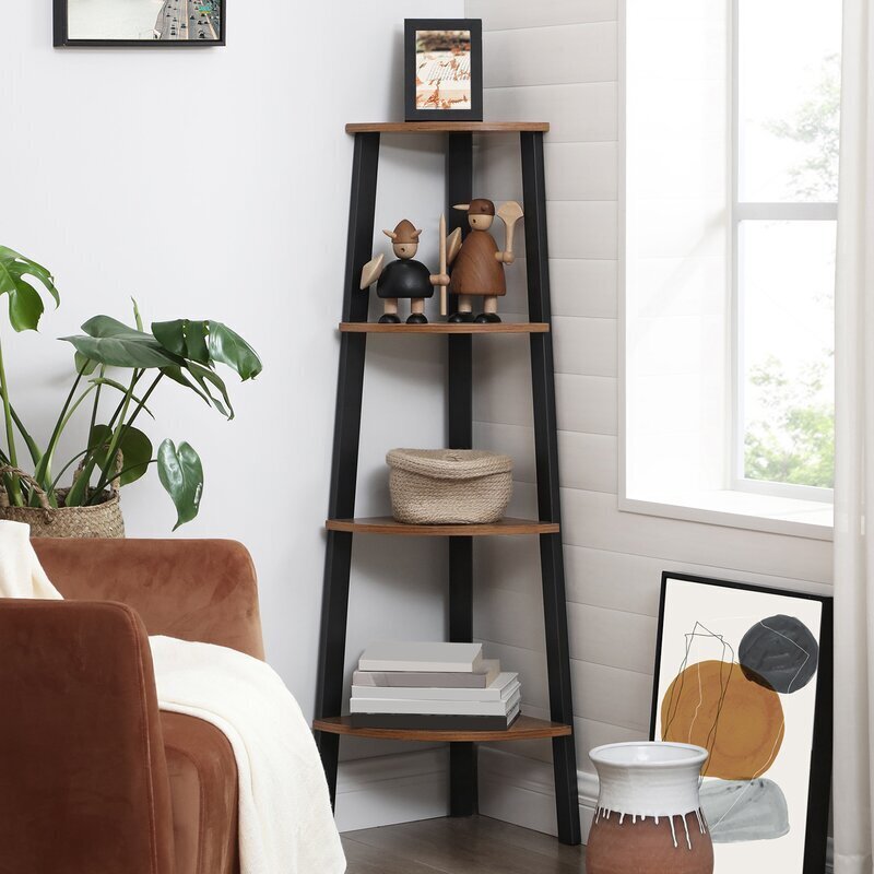 Pyramid shaped corner shelf for living room