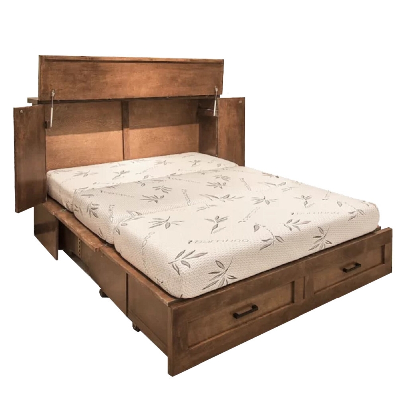 Transforming TV Console with Foldable Queen Mattress