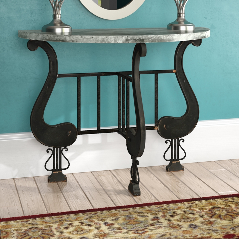 Marguerite Demilune Console with Zinc Top