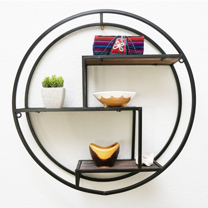 Quinten Round Iron Hanging Floating Shelf
