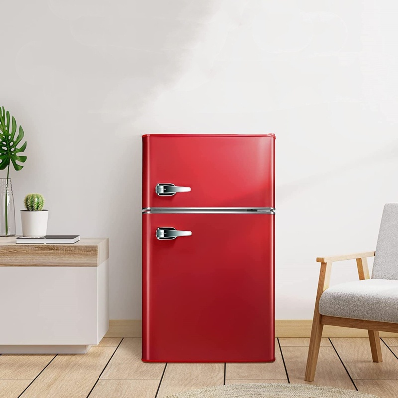R.W.FLAME Double Door 3.2 Cubic Feet cu. ft. Compact Refrigerator Mini Fridge with Freezer