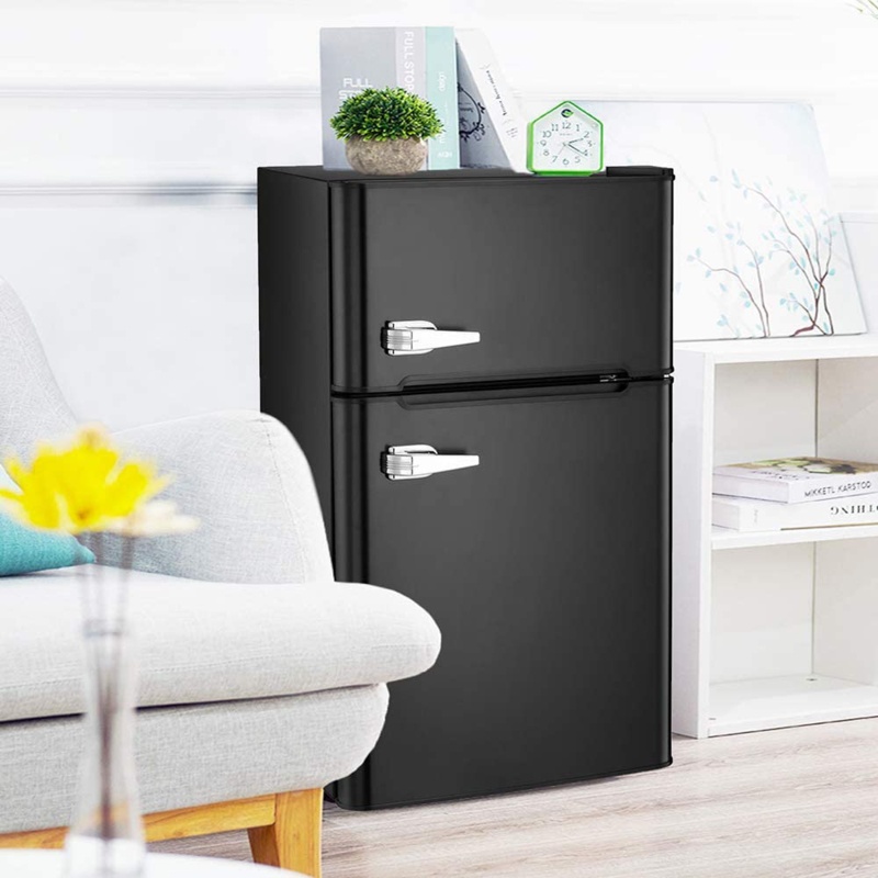 R.W.FLAME Double Door 3.2 Cubic Feet cu. ft. Compact Refrigerator Mini Fridge with Freezer