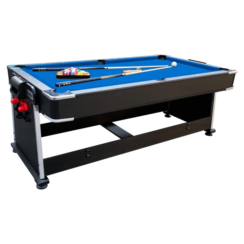 Rack Triad 7-Foot 3-In-1 Multi Game Swivel Billiard/Pool Table (Blue Felt With Black Body)