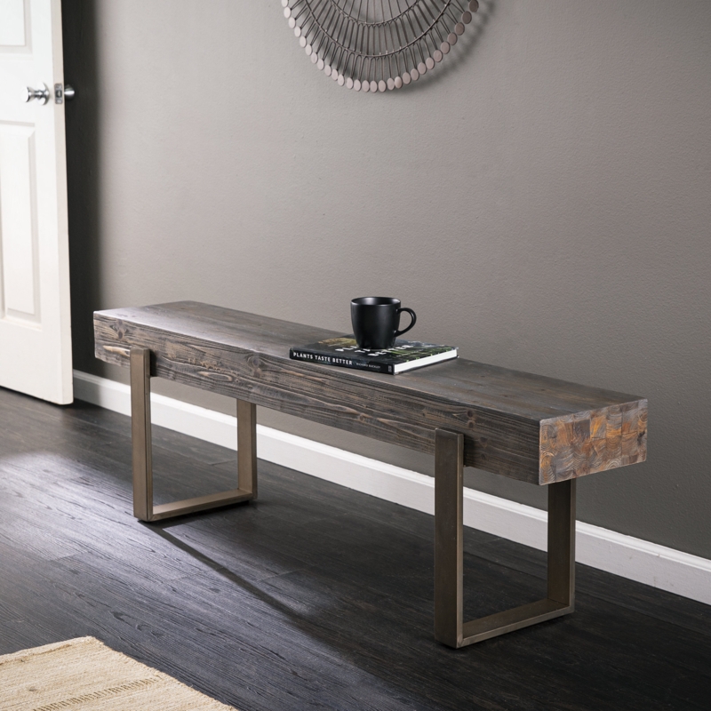 Reclaimed Wood and Metal Bench