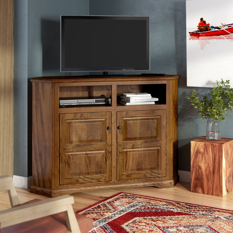 Solid Oak Corner Media Stand
