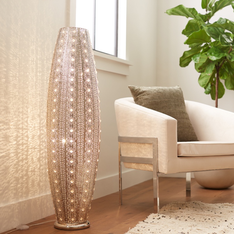 Jeweled Nickel Floor Lamp