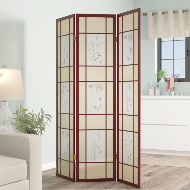 Raheem 54'' W x 70.5'' H 3 - Panel Solid Wood Folding Room Divider