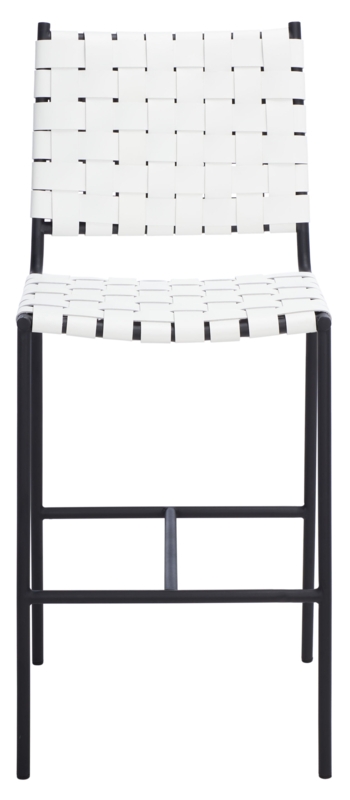 Sleek Counter Height Stool with Woven Leather Seat