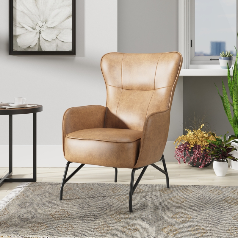 Contemporary Posh Armchair with Metal Legs