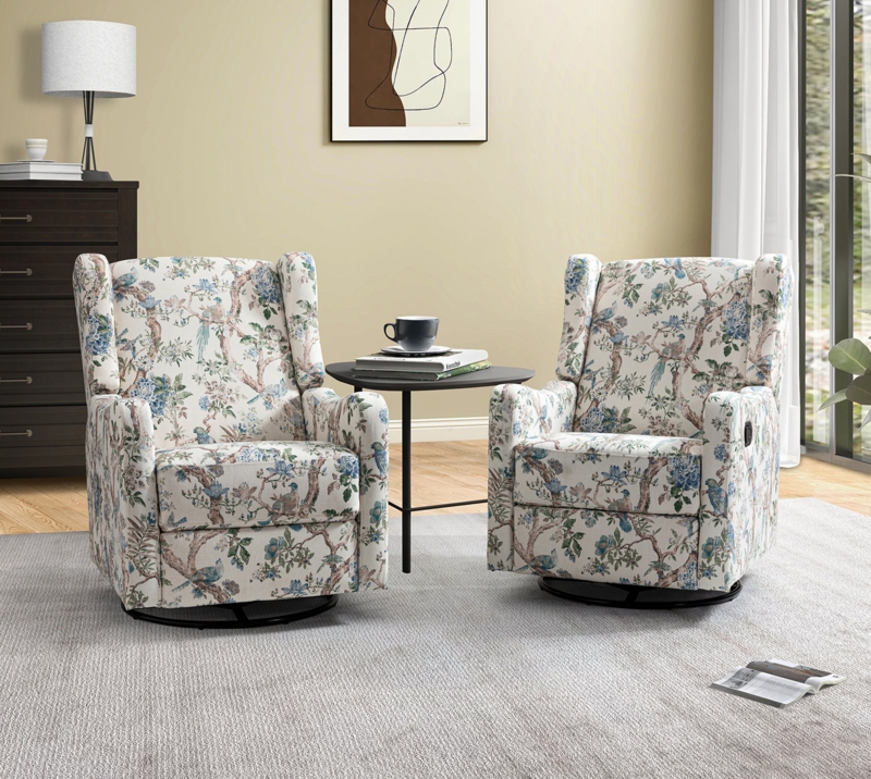 Vintage Wingback Recliner Set