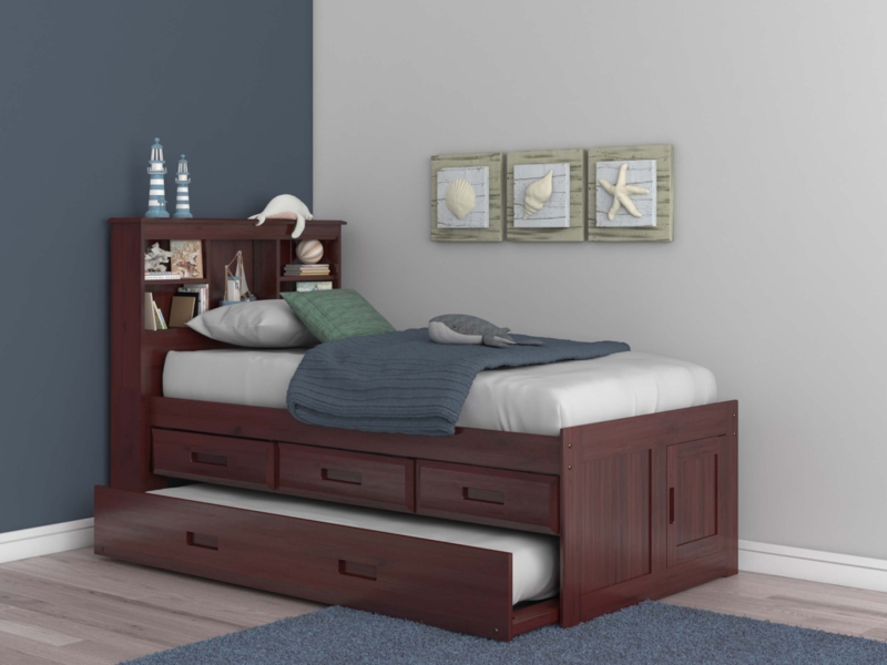 Kid's Bed with Shelves, Drawers, and Trundle