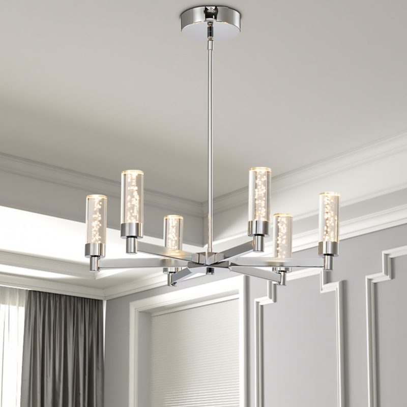 6-Light LED Chandelier with Acrylic Bubble Lampshade