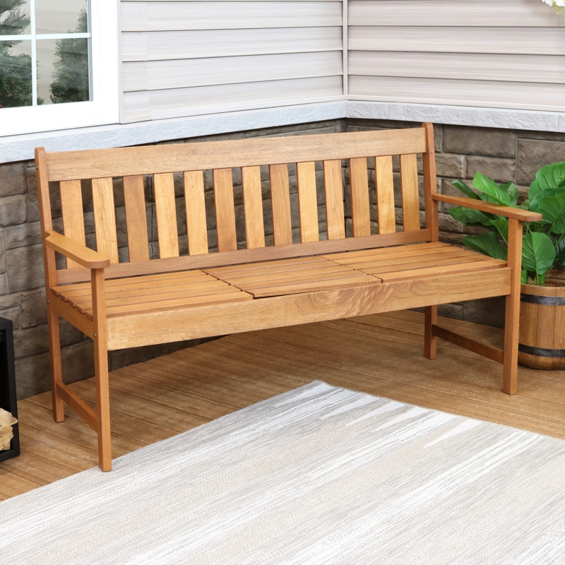 Outdoor Bench with Pop-Up Table