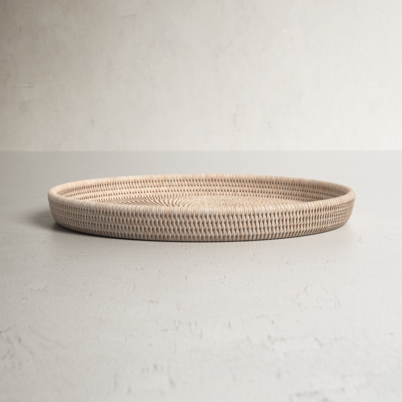 Handwoven Rattan Tray and Basket Set