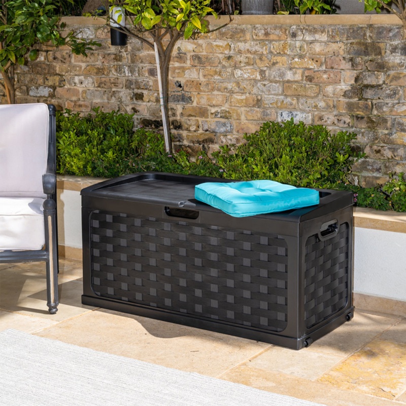 Rebrilliant Kiden 88 Gallons Gallon Plastic Lockable Deck Box with Wheels