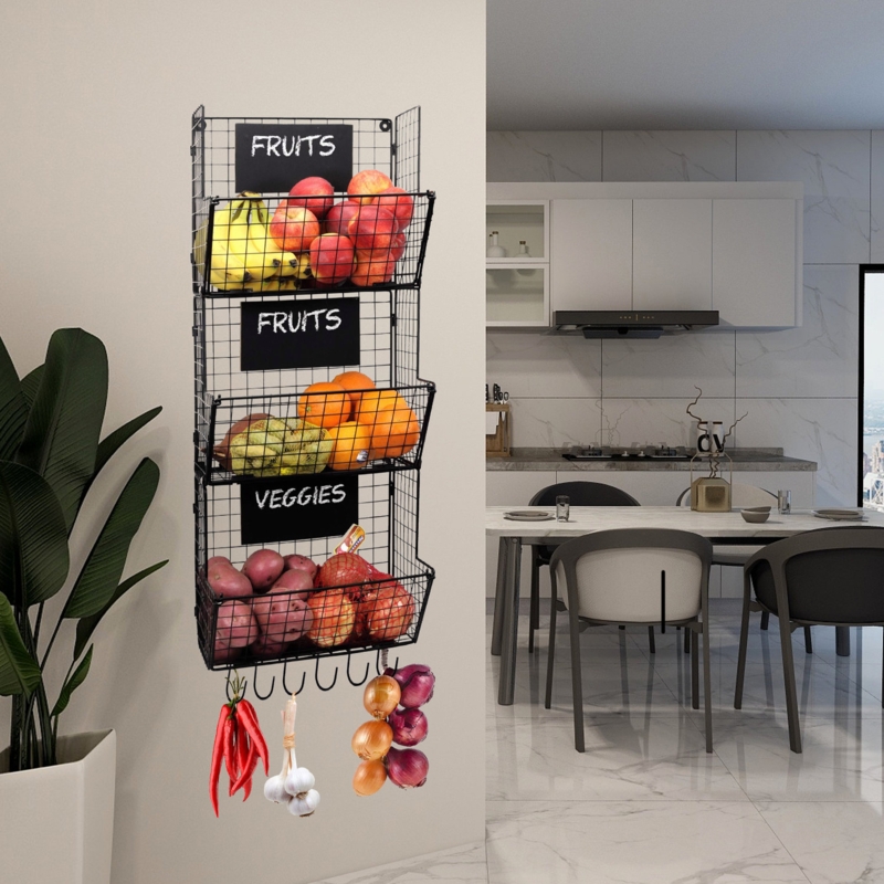 Wall-Mount Hanging Baskets with Moveable Chalkboards