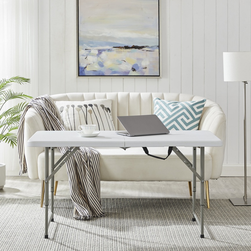 Rectangle Folding Height Adjustable Table, Moisture Heat Weather Resistant Portable Tables