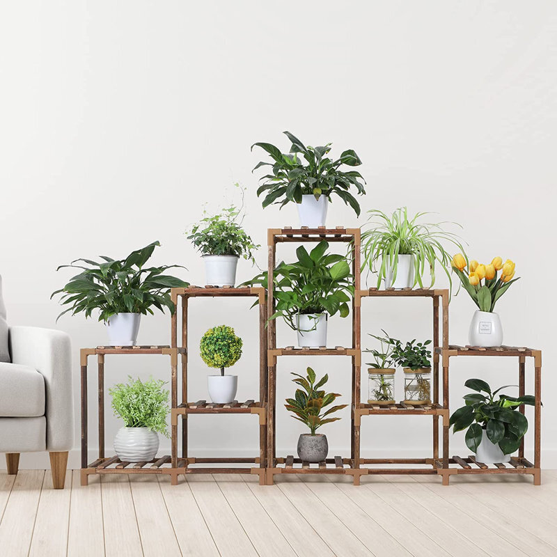 Rectangular Eucalyptus Wood Plant Stand Indoor