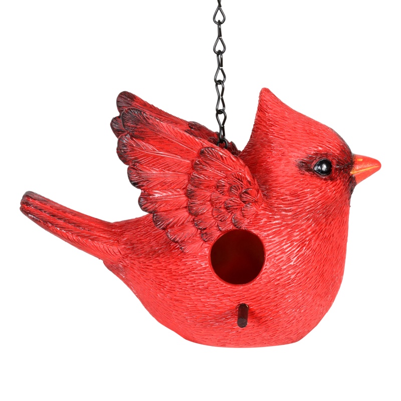 Red Cardinal Hand Painted Bird House, 9 by 6 Inches