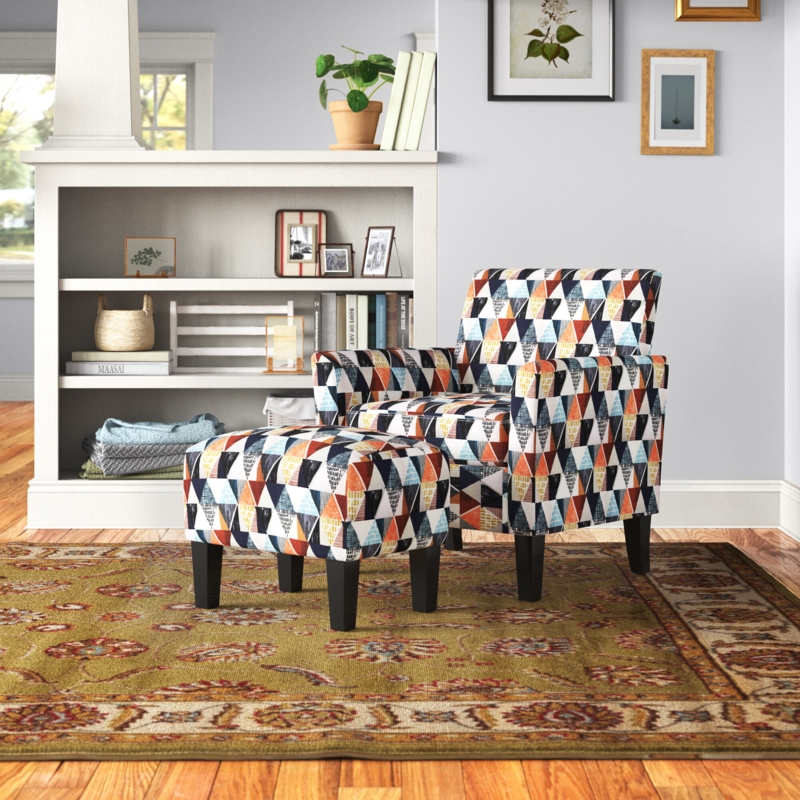 Mid-Century Armchair and Ottoman Set