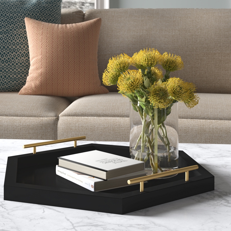 Hexagonal Poplar Wood Serving Tray