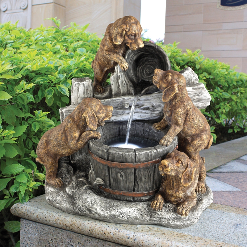 Labrador Puppies Water Fountain with LED Lights
