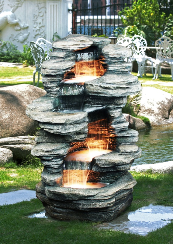 Resin Rock 4 Level Fountain with Light
