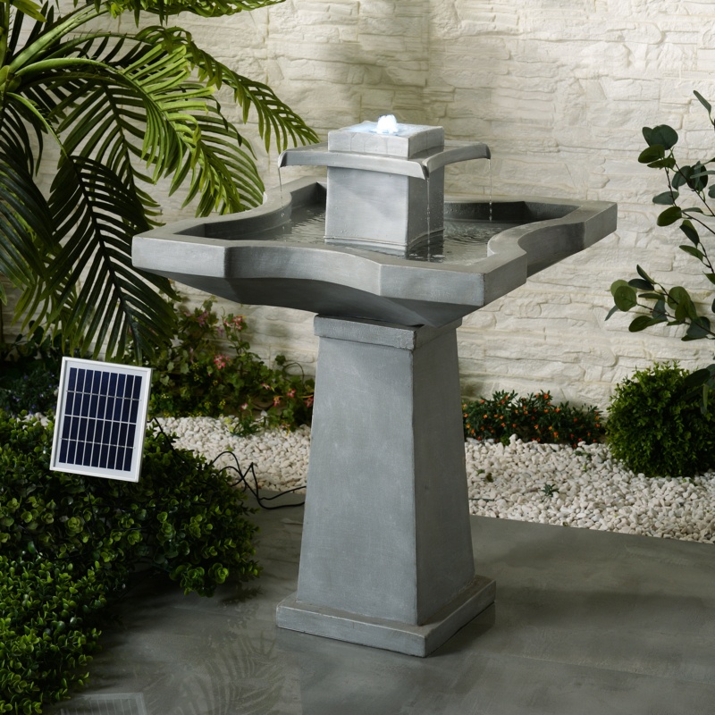 Resin Solar Quad Fountain with Light