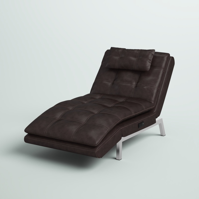 Revere 70.1" Faux Leather Pillow Top Convertible Chaise Lounge