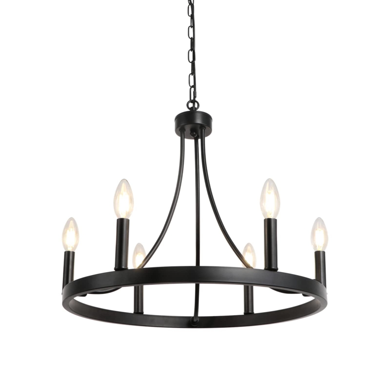 Farmhouse 6-Light Black Candle Style Chandelier
