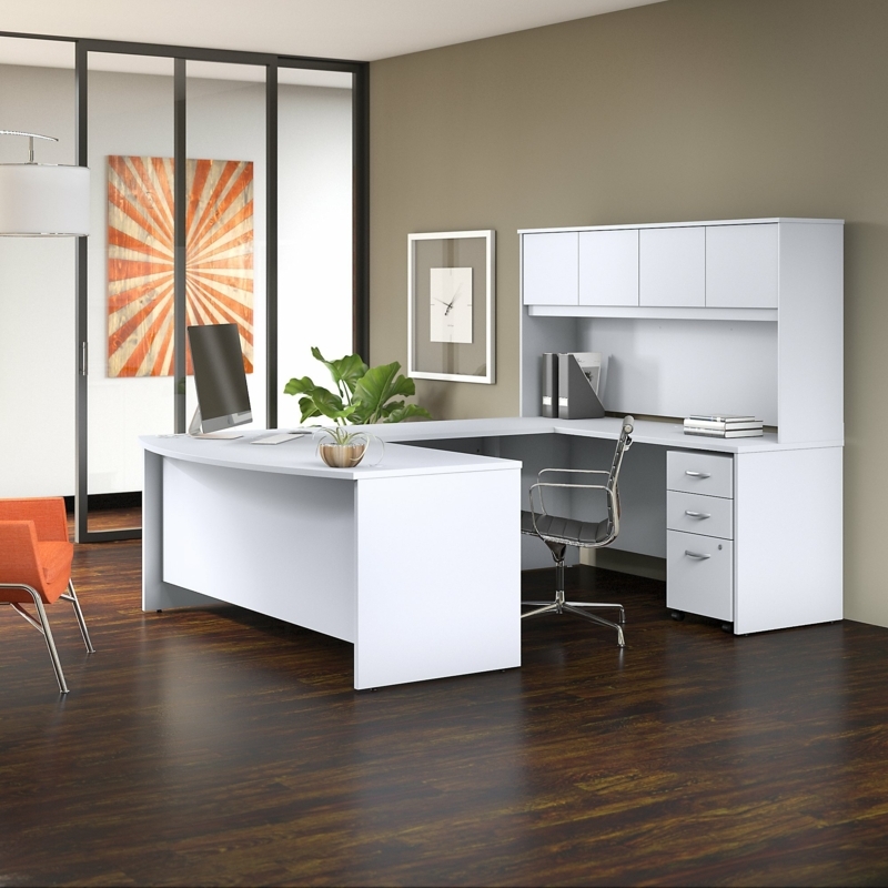 5 Piece U-Shaped Desk Office Suite with Mobile File Cabinet