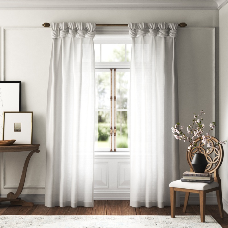 Rivau Solid Color Twist Tab Top Semi-Sheer Single Curtain Panel