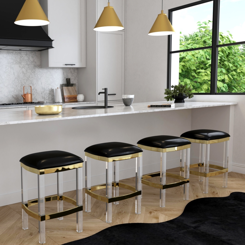 Leather and Acrylic Counter Stool