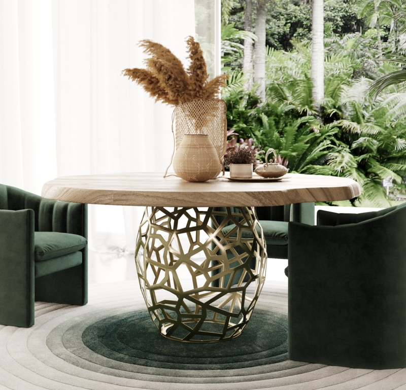 Abstract Softwood Dining Table