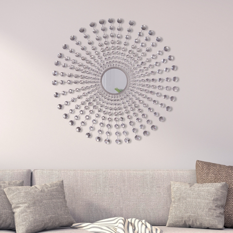 Sunburst Wall Mirror with Jeweled Spokes