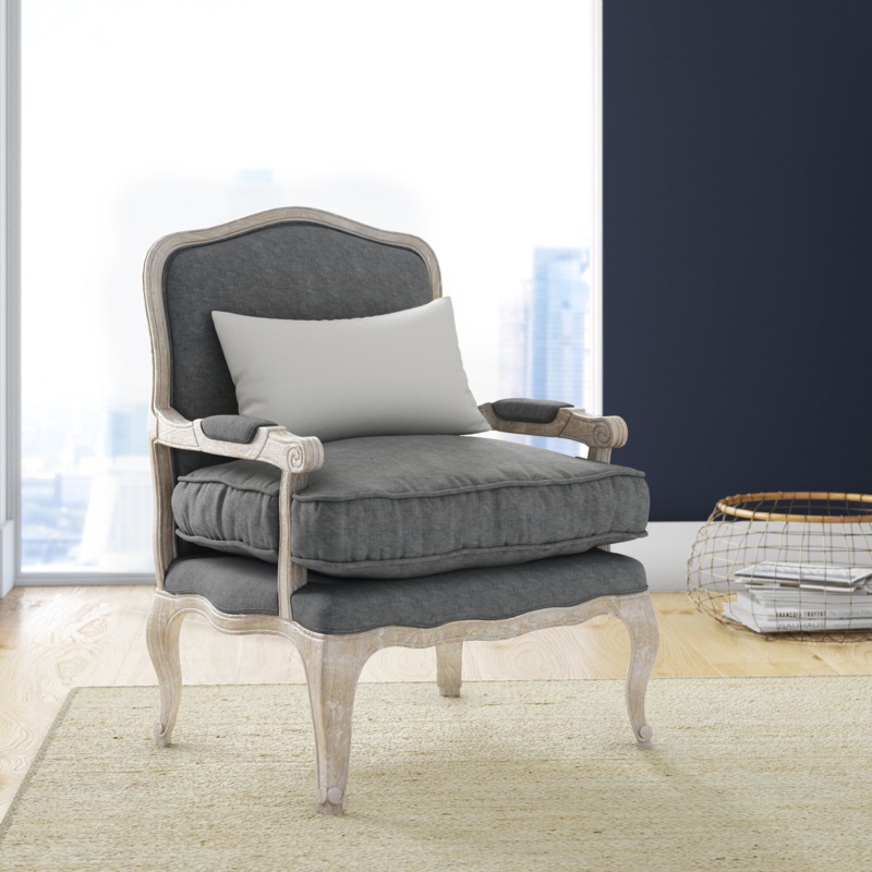 Antique White and Neutral-Toned Armchair