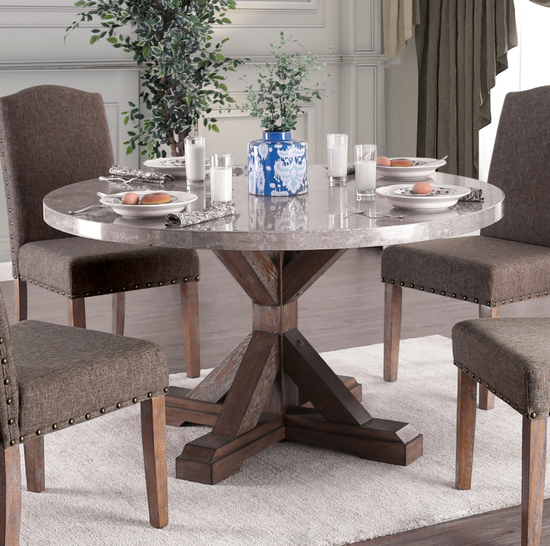 Genuine Marble Dining Table with Pedestal Base