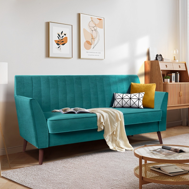 Mid-Century Modern Velvet Loveseat