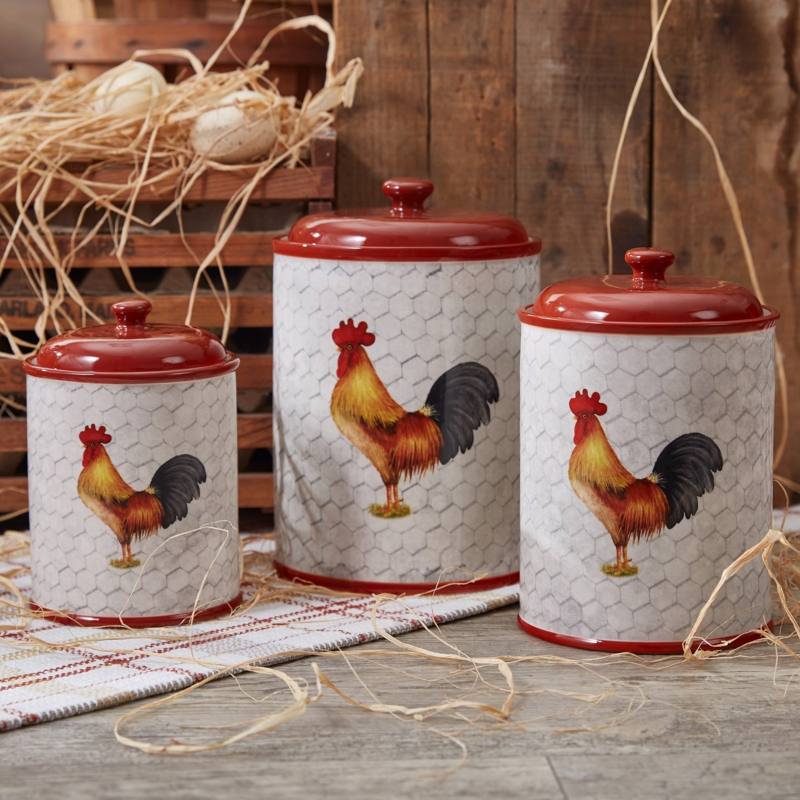 Ceramic Rooster Canister Set