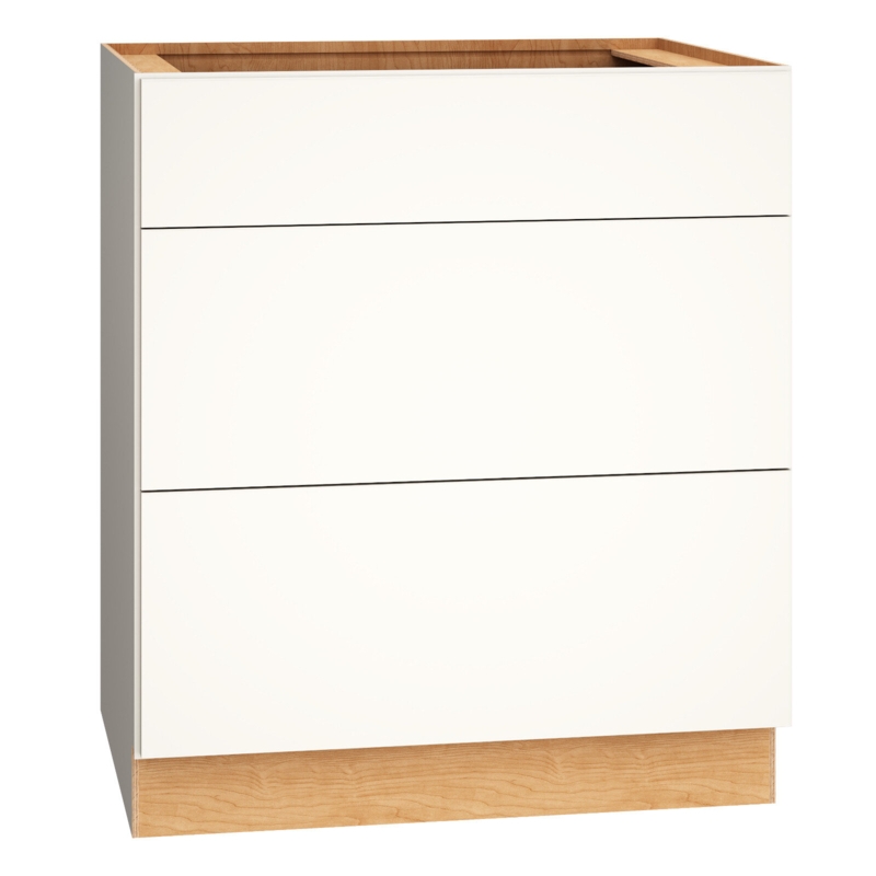 Slab-Front Base Cabinet with Three Drawers
