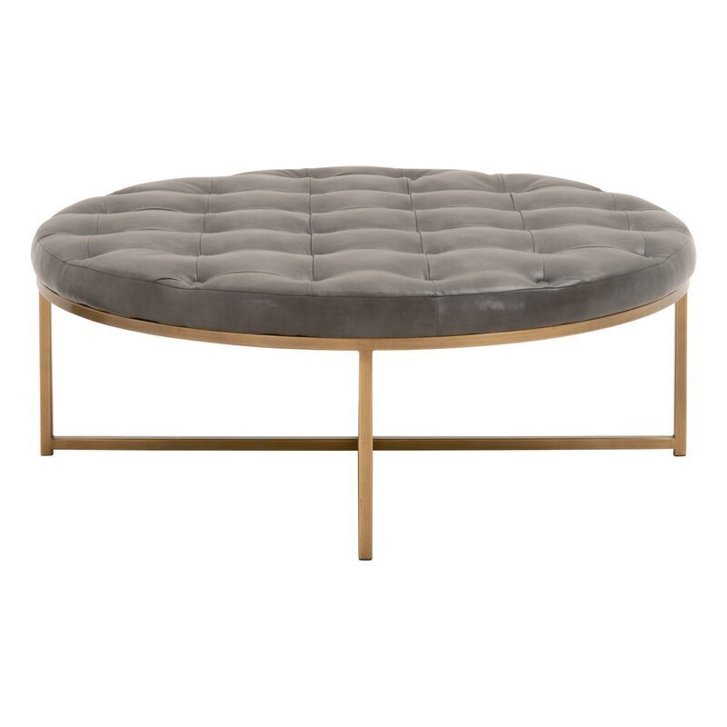 Round leather top coffee table