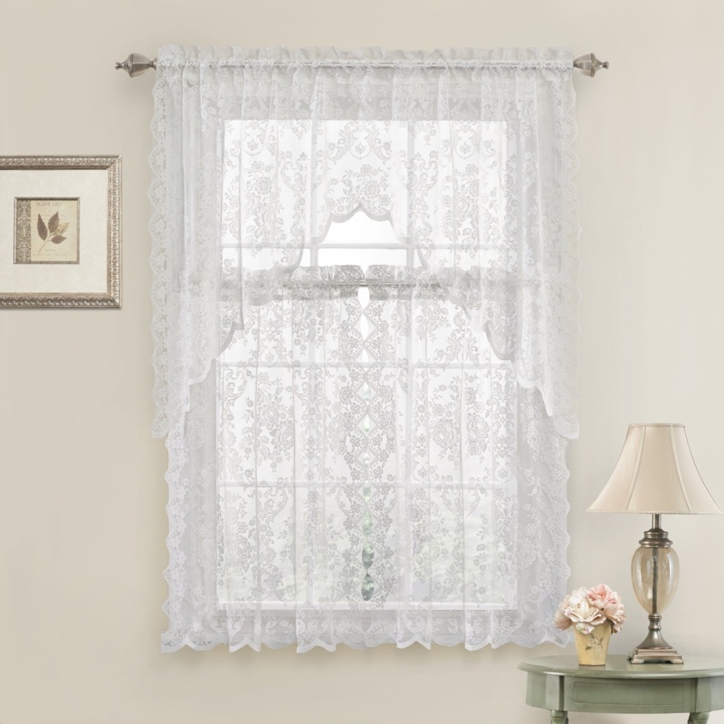 Roxann Floral Swag 58'' Kitchen Curtain
