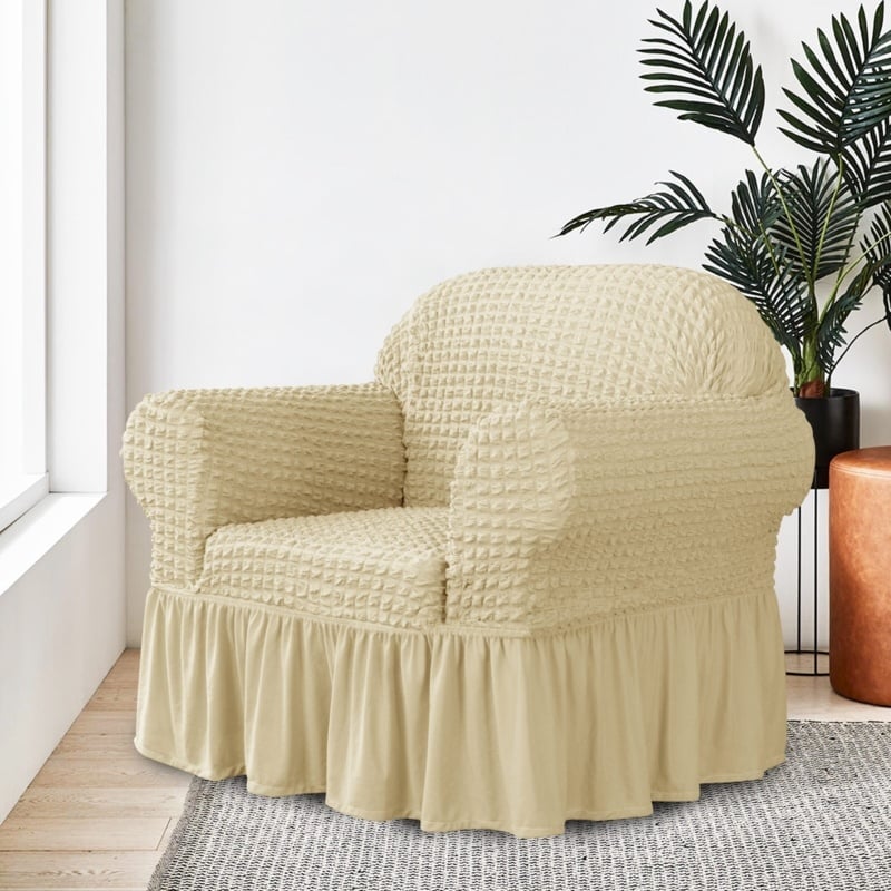Ruffle Skirt Country Style Box Cushion Armchair Slipcover