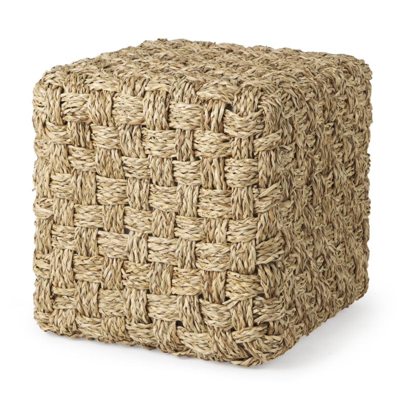 Square Seagrass Woven Pouf