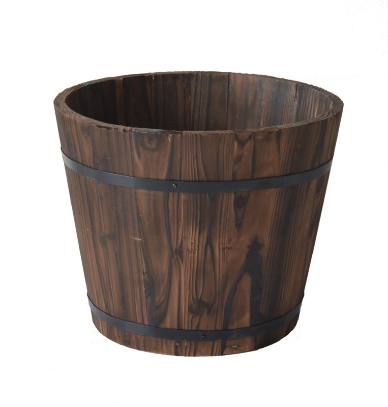 Rustic 2-Piece Barrel Planter Set