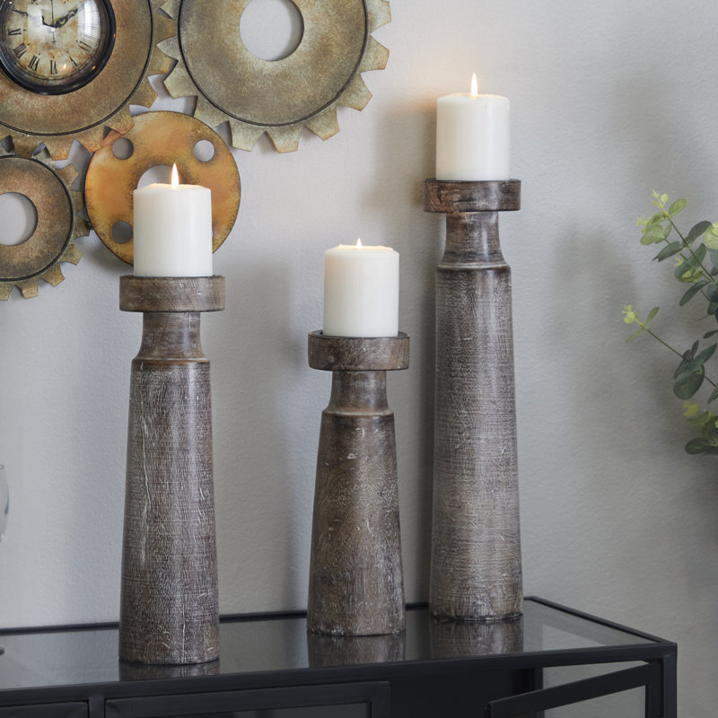 Rustic Tall Candle Holders Set