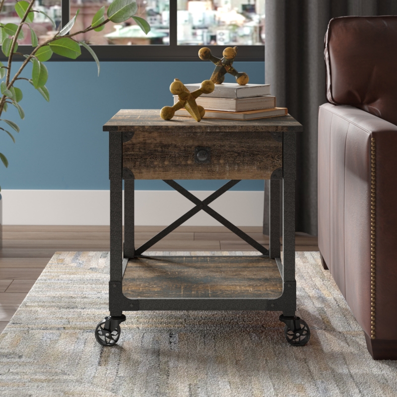 Rustic-inspired End Table with Storage