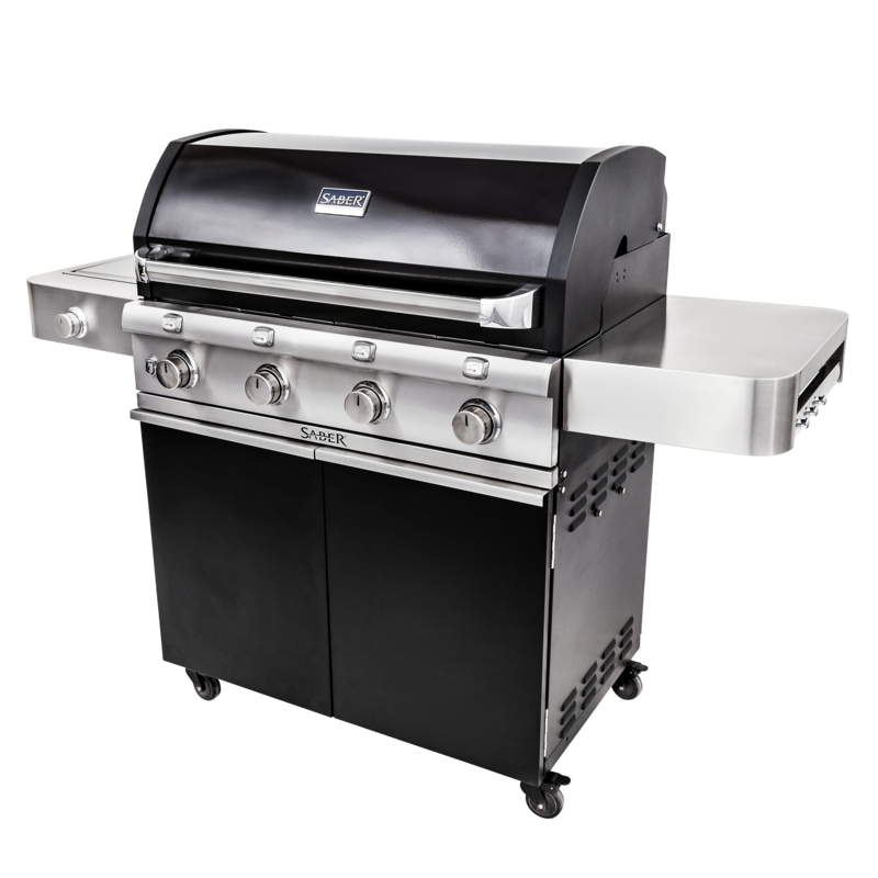 Cast Black 4-Burner Grill with Side Burner
